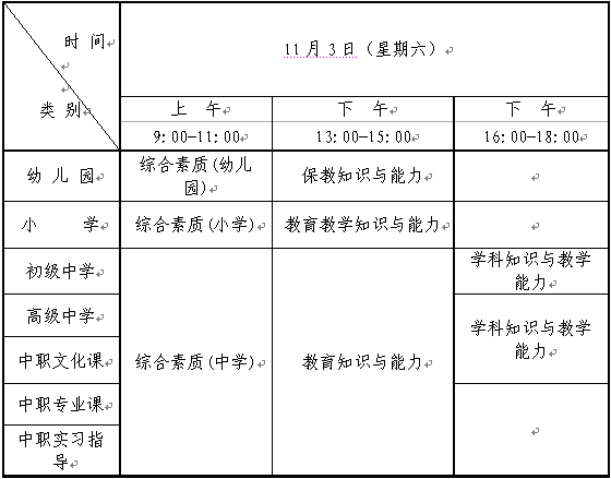 遼寧教師資格證考試安排